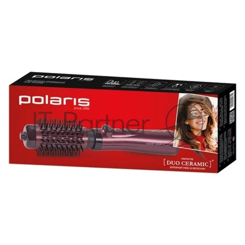 Фен-щетка POLARIS PHS 1020RK лиловый Мощность 1000 Вт. Кол-во режимов 3. Конструкция вращение шнура.2 насадки-щетки: 50, 35 мм. В комплекте щетка. Покрытие керамическое.Автоматическое вращение насадок.