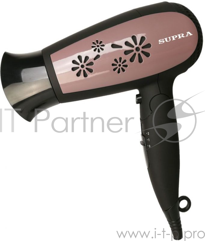 Фен SUPRA PHS-1601T, 1600Вт, черный и коричневый