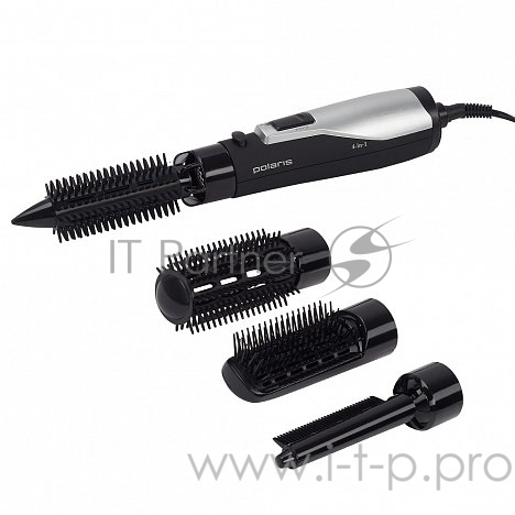 Фен-щетка POLARIS PHS0854 черно-серебристый, 800Вт
