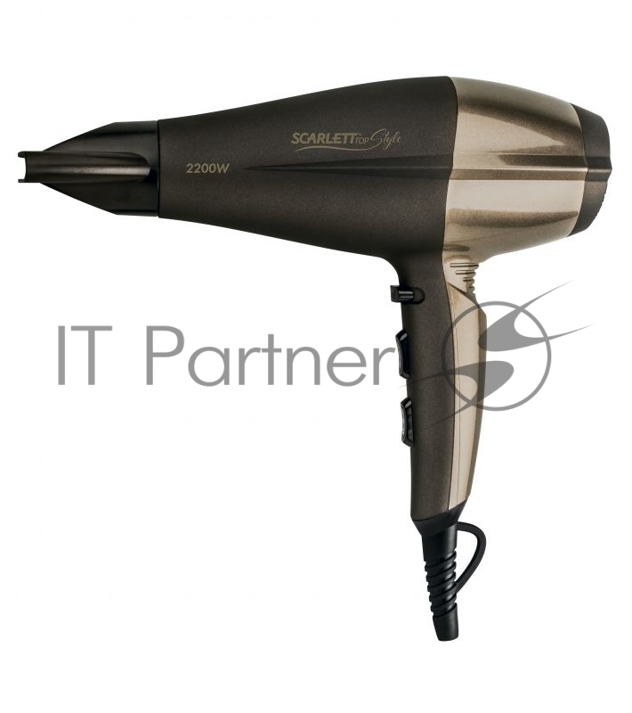 Фен Scarlett SC-HD70I26 мощность 2200 Вт ионизация, подача холодного воздуха режимов нагрева: 3 скоростей: 2 мокко