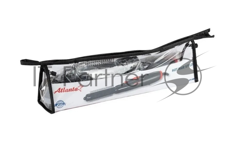 Фен-щетка ATLANTA, ATH-886 красн, 500Вт, 2 скорости, вращение-фиксация насадки, 2 насадки, защита от перегрева.