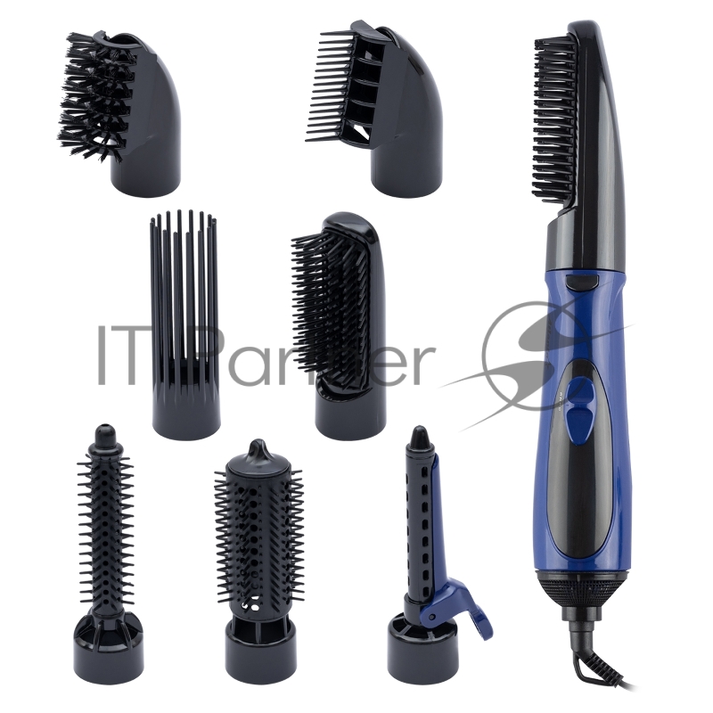 Фен-щетка ATLANTA, ATH-887 голуб, 500Вт, 2 скорости, вращение-фиксация насадки, защита от перегрева, 7 насадок.