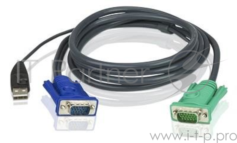 Переключатель ATEN 2L-5203U Кабель KVM USB(тип А Male)+HDB15(Male) - SPHD15(Male) 3,0м., черный.