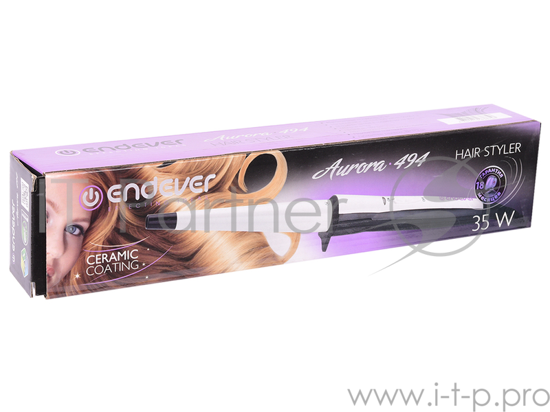 Щипцы Endever Aurora-494, плойка, керамич. покрытие, 35Вт, черный