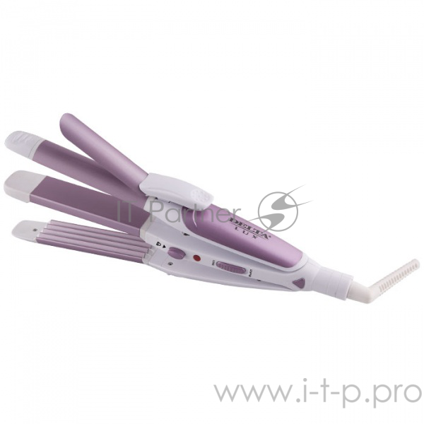 Щипцы для волос DELTA LUX DL-0632 белый с сиреневым, КЕРАМИЧЕСКОЕ покрытие, 3в1, d 32мм (24)
