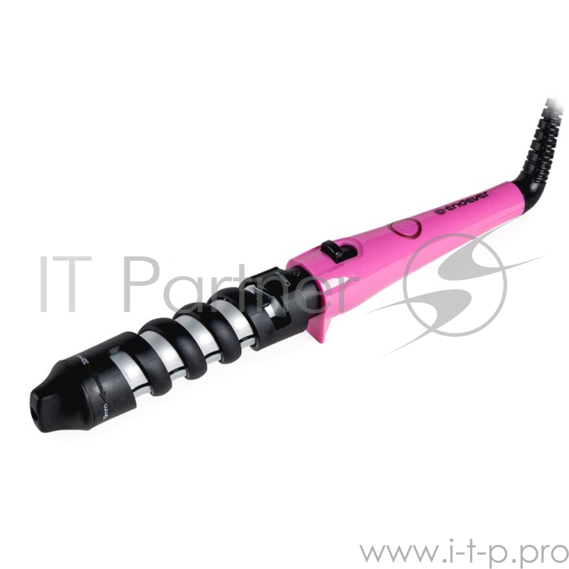 Щипцы Endever Aurora-495, стайлер, 40Вт, вращение нагрев. части, выбор диаметра локона, 1.9-3.2см, керамич. покрытие, быстрый нагрев, черный/розовый