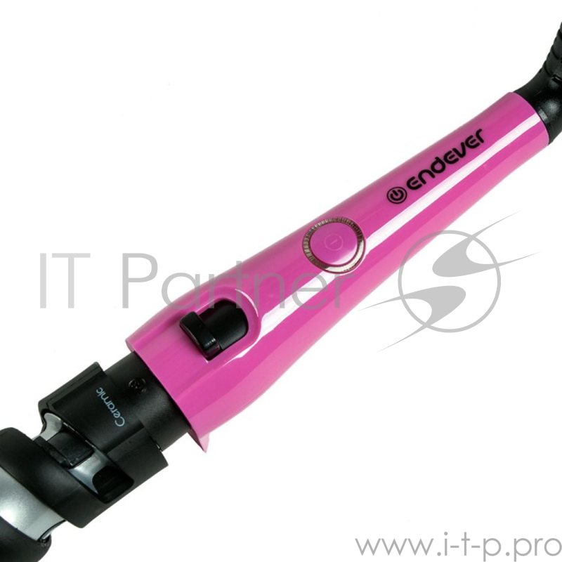 Щипцы Endever Aurora-495, стайлер, 40Вт, вращение нагрев. части, выбор диаметра локона, 1.9-3.2см, керамич. покрытие, быстрый нагрев, черный/розовый