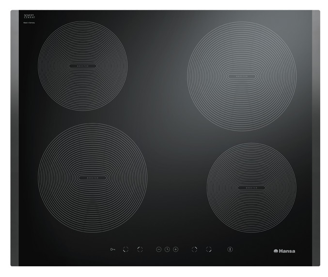 Встраиваемая электрическая панель Hansa BHI68308 / 60x50 см, стеклокерамика, индукционная, сенсорное управление, независимая, черная