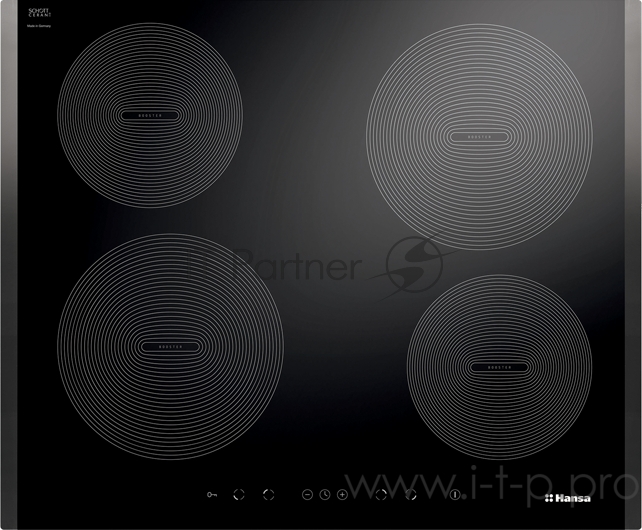 Встраиваемая электрическая панель Hansa BHI68308 / 60x50 см, стеклокерамика, индукционная, сенсорное управление, независимая, черная