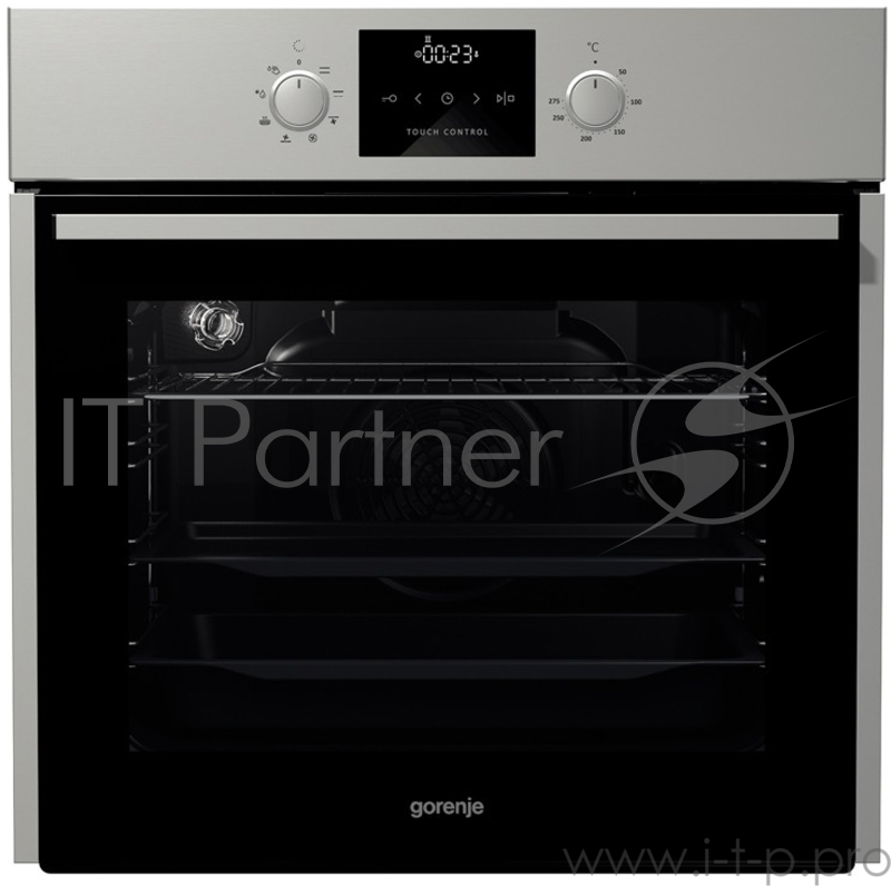 Встраиваемая электрическая духовка GORENJE 59.5 х 59.7 x 54.7см, очистка паром, гриль, таймер, сенсорное программатор, утапливаемые переключатели, нержавеющая сталь