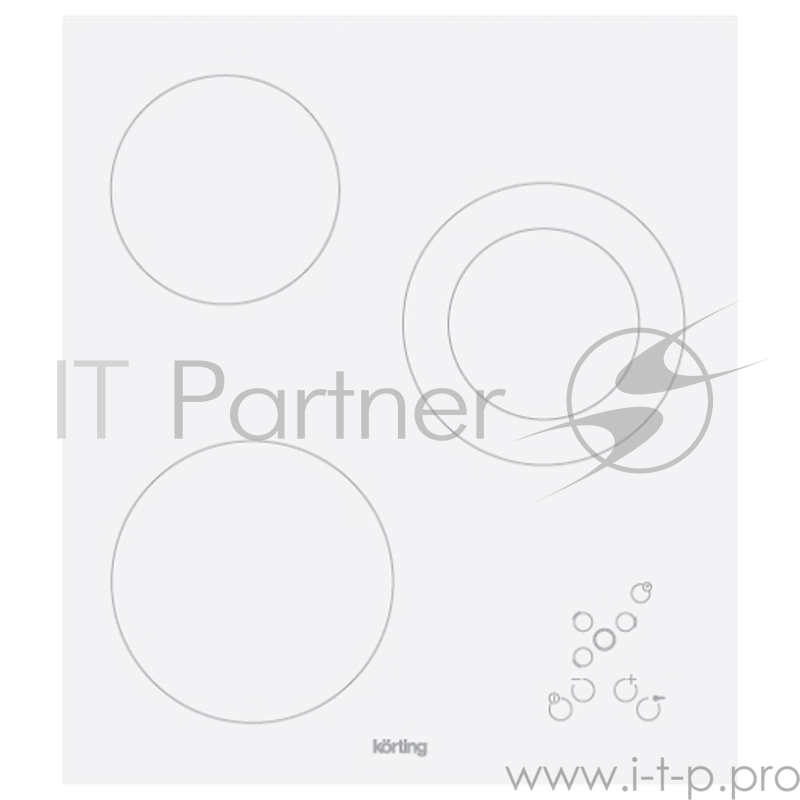 Встраиваемые электрические панели Korting 5х45x51 см, стеклокерамика, 3 конфорки, сенсорное управление, скошенный передний край, белая