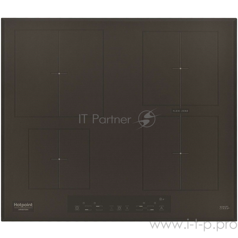 Индукционная варочная панель Hotpoint !! 5.1x59x52 см, Индукция, Функция Booster, Flexi Zone, Таймер, Сенсорное управление, скошеный край, кофе