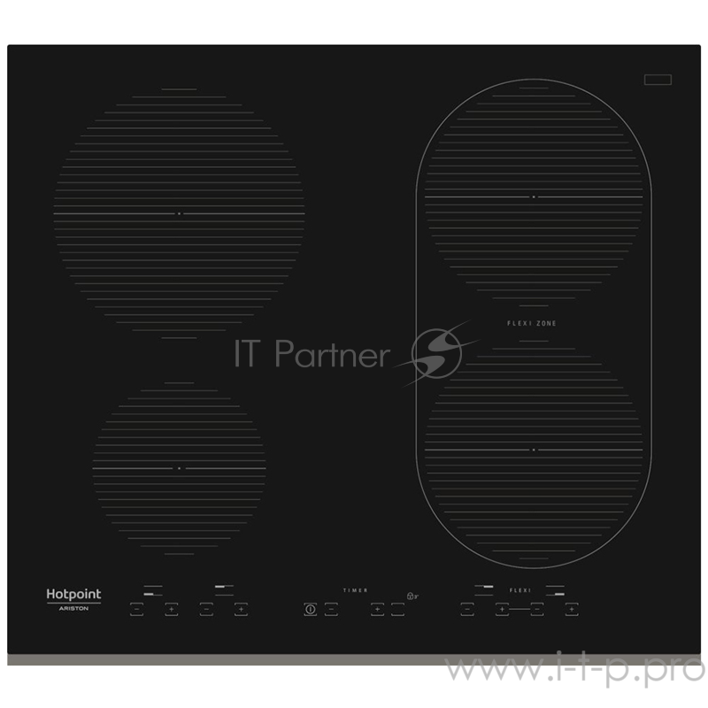 Индукционная варочная панель HOTPOINT-ARISTON 6x59x51 см, Индукция, Функция Booster, 4 Таймера, Flexi Zone, Сенсорное управление, скошенный передний край, черный