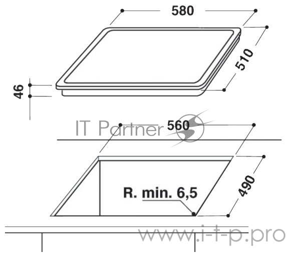 Встраиваемая варочная панель HOTPOINT-ARISTON HR 632 B 5x59x52, стеклокерамика, независимая, двойная зона расширения, сенсорное управление, скошенные края, черная