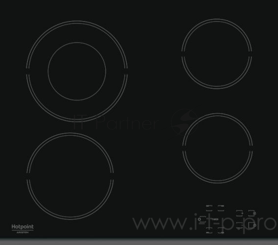 Встраиваемая варочная панель HOTPOINT-ARISTON HR 632 B 5x59x52, стеклокерамика, независимая, двойная зона расширения, сенсорное управление, скошенные края, черная