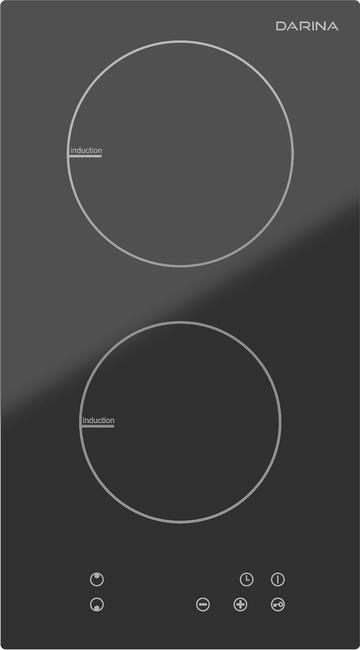 Варочная панель электрическая DARINA P EI523 B, сенсорное управление, 2 конфорки, 9 ступеней регулирования мощности защитное включение безопасности индикатор остаточного тепла. (ШхГхВ), см29 х 52 х 6,2, цвет: черн