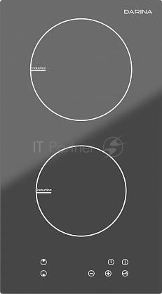 Варочная панель электрическая DARINA P EI523 B, сенсорное управление, 2 конфорки, 9 ступеней регулирования мощности защитное включение безопасности индикатор остаточного тепла. (ШхГхВ), см29 х 52 х 6,2, цвет: черн