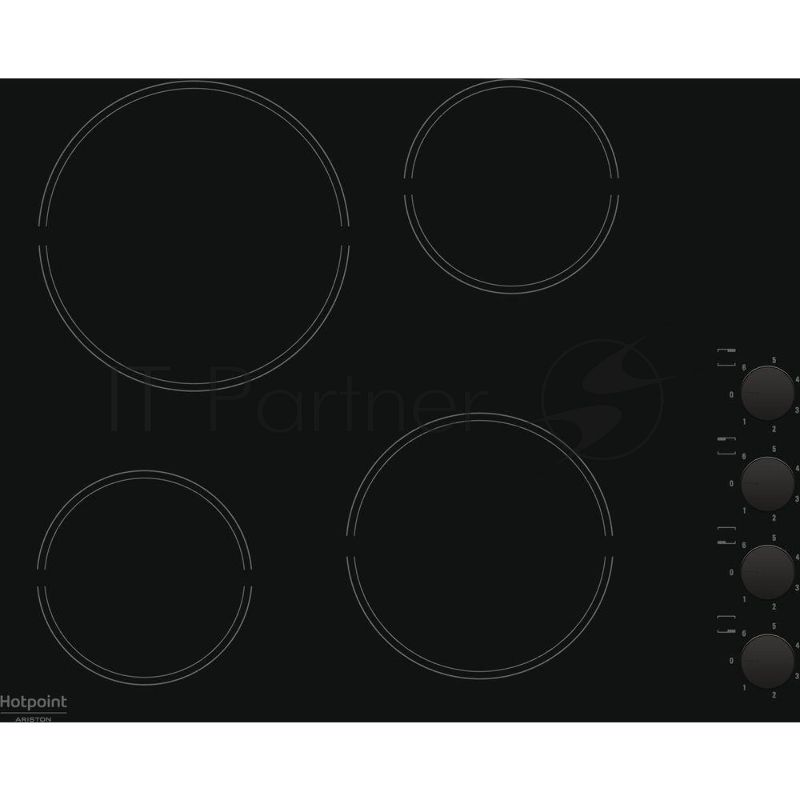 Встраиваемые электрические панели HOTPOINT-ARISTON .4.6x58x51, стеклокерамика, механическое управление, независимая, без рамки, черная