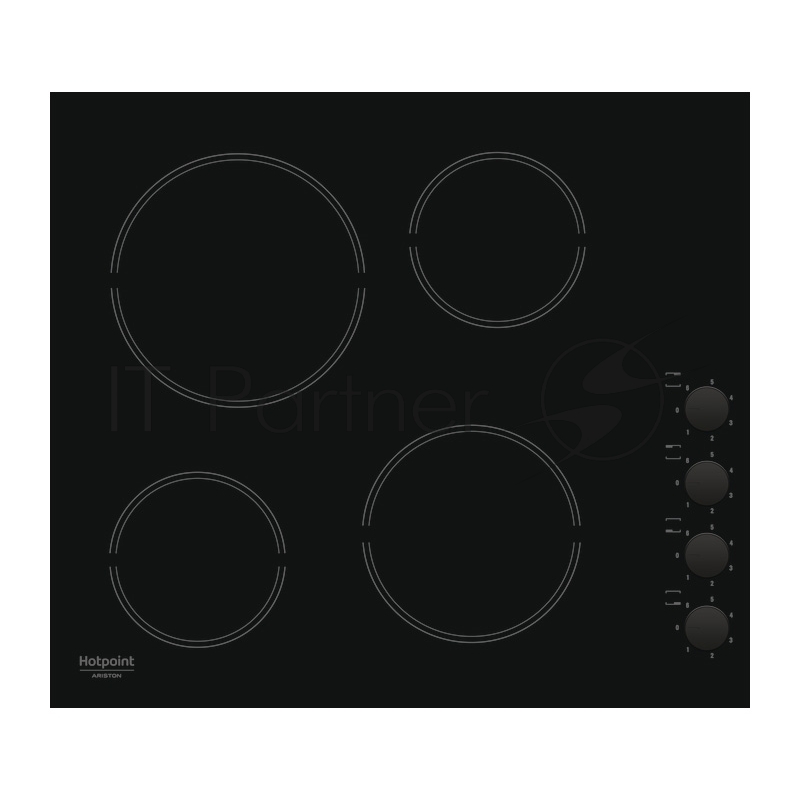 Встраиваемые электрические панели HOTPOINT-ARISTON .4.6x58x51, стеклокерамика, механическое управление, независимая, без рамки, черная