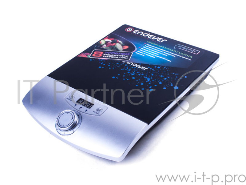 Плитка индукционная ENDEVER SKYLINE IP-27, мощность 2000 Вт, удобное механическое управление, цвет варочной поверхности черный, цвет плитки серый, размер варочной поверхности -28 *27 см, керамическая поверхность повышенной прочности, 8 уровней мощнос