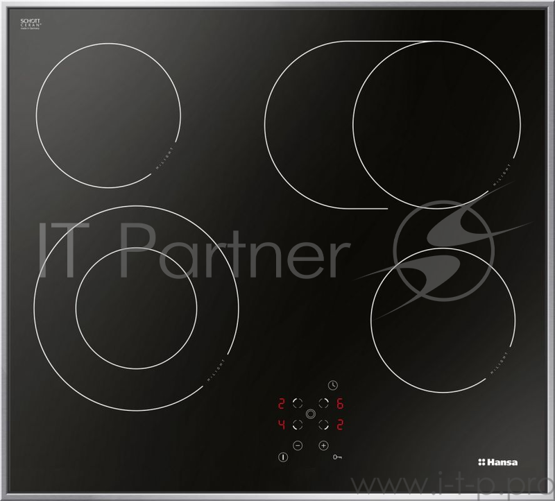 Встраиваемая варочная панель HANSA BHCI66706 / Стеклокерамика, независимая, сенсорное управление, таймер, рамка, черная