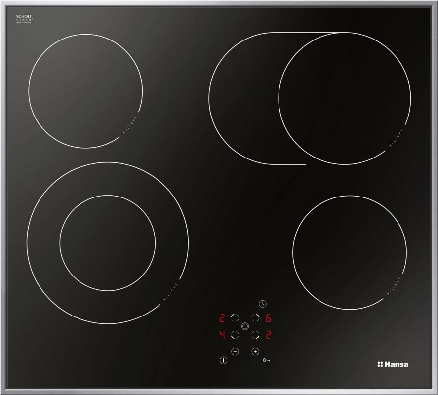 Встраиваемая варочная панель HANSA BHCI66706 / Стеклокерамика, независимая, сенсорное управление, таймер, рамка, черная