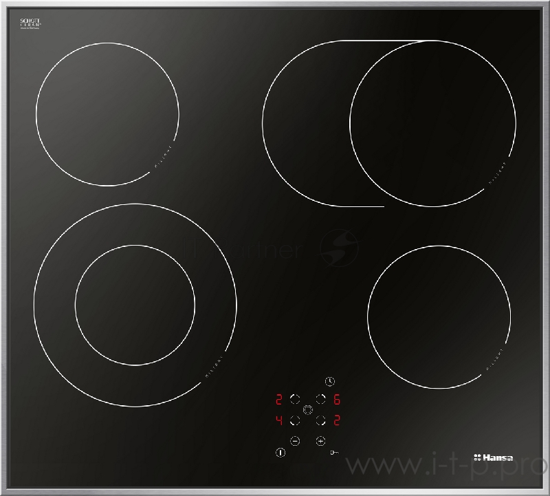 Встраиваемая варочная панель HANSA BHCI66706 / Стеклокерамика, независимая, сенсорное управление, таймер, рамка, черная