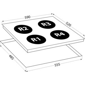 Панель варочная LEX EVH 642 BL 6000Вт 4конф. стеклокерамика