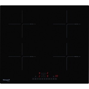 Индукционные варочные панели Weissgauff 60 см, индукционная, стеклокерамика Vitro Ceramic Glass, сенсорное+слайдерное управление, индикация степени нагрева, таймер, блокировка от детей, черная