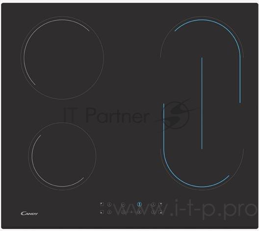 Встраиваемые электрические панели CANDY Стеклокерамическая электрическая варочная панель шириной 60 см. 4 hi light зоны нагрева. Цветная графика зон расширения. 1 зона расширения: Bridge (Мост).