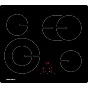 Электрическая панель MAUNFELD MVCE59.4HL.1SM1DZT-BK, черное стекло • Тип: электрическая 60см • Тип установки: независимая • Управление: фронтальное, сенсорное • Нагревательный элемент: Hi-Light, 4шт • Мощность конфорок, Вт: 2200/1000 , 2400/1500, 12
