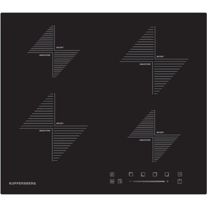 Индукционная варочная поверхность Kuppersberg Индукционная варочная поверхность стеклокерамическая,ширина 60 см, 2 зоны 1,5 кВт(BOOSTER 2 кВт), 2 зоны 2 кВт(BOOSTER 3 кВт),электронное сенсорное управление + слайдер, 5 цифровых дисплев, 9 уровней мощн