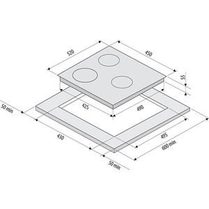 Индукционная варочная поверхность FORNELLI PIA 45 LUCE BL сенсорное слайдерное управление, 3 элемента индукционного нагрева, бустер на каждую зону нагрева, 9 ступеней мощности, 3 индикатора остаточного тепла, определение наличия посуды, автоматическо
