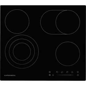 Электрическая варочная поверхность Kuppersberg Электричекая независимая стеклокерамическая варочная поверхность, ширина 60 см, 4 зоны ускоренного нагрева HI-Light, 1 зона с тройным расширением, 1 зона с двойным расширением, сенсорное управление+слайд