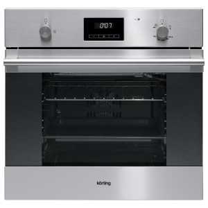 Встраиваемая газовая духовка Korting OGG 771 CFX / 59.7 х 59.6 x 56.5, газовый гриль, конвекция, дисплей Cold White с сенсорным управлением, газ-контроль, электроподжиг, телескопические направляющие на 1 уровне, нержавеющая сталь