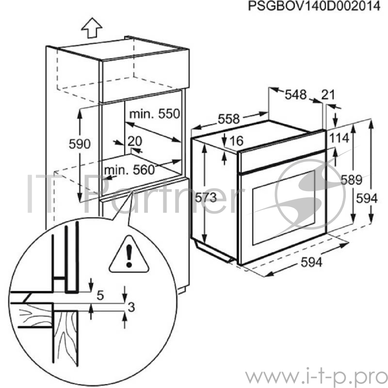 Встраиваемая электрическая духовка ELECTROLUX EOB53434AK / 59.4 х 59.4 x 56.9 см, многофункциональная, гриль, конвекция, дисплей, черная