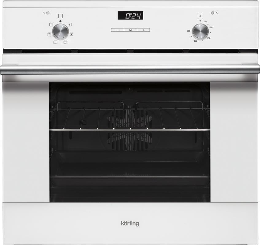 Встраиваемые электрические духовки Korting Crystal, 59.8 х 59.5 x 56 см, 6 режимов нагрева, гриль, конвекция, таймер, дисплей, белая