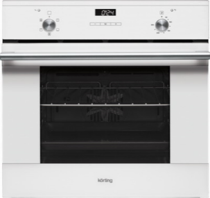 Встраиваемые электрические духовки Korting Crystal, 59.8 х 59.5 x 56 см, 6 режимов нагрева, гриль, конвекция, таймер, дисплей, белая