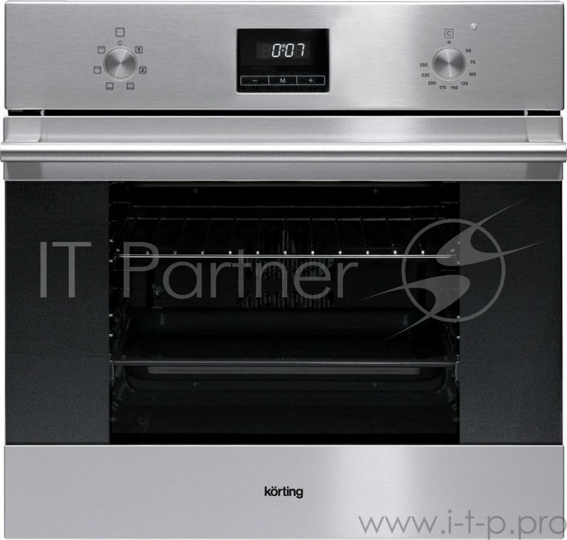 Встраиваемая электрическая духовка Korting Crystal, 59.8 х 59.5 x 56 см, 6 режимов нагрева, гриль, конвекция, таймер, дисплей, нержавеющая сталь