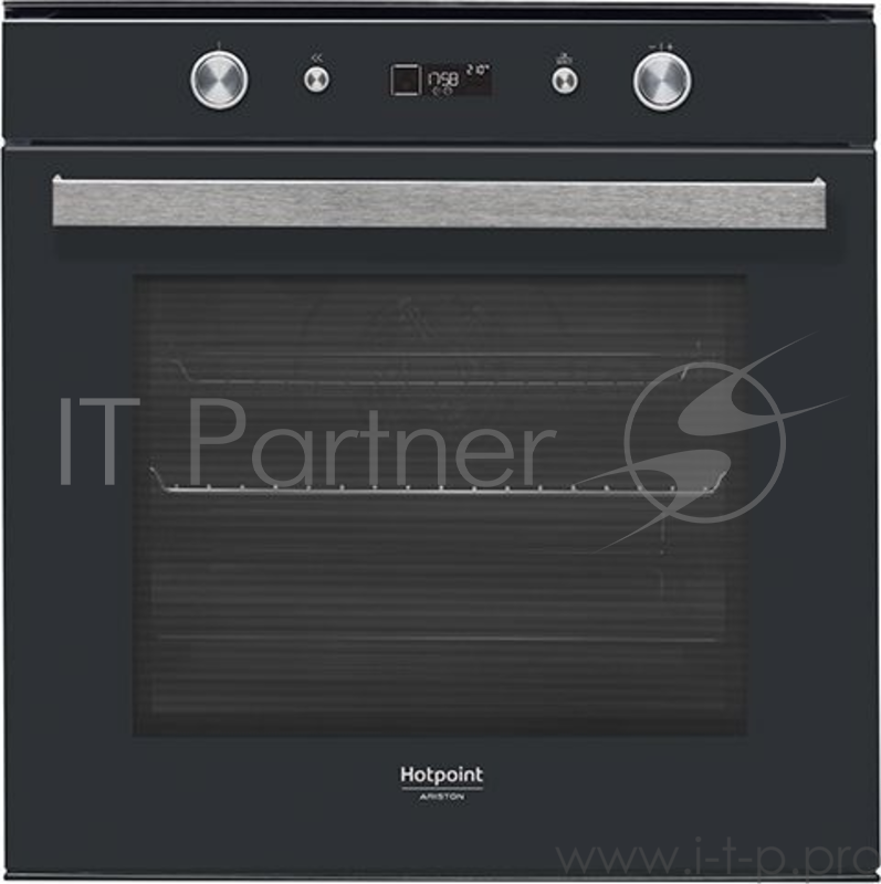 Встраиваемая электрическая духовка Hotpoint 59.5x59.5x56.4 см, 8 программ, 9 режимов, дисплей, телескопические направляющие на одном уровне, очистка паром, откидной гриль, 73л, черный