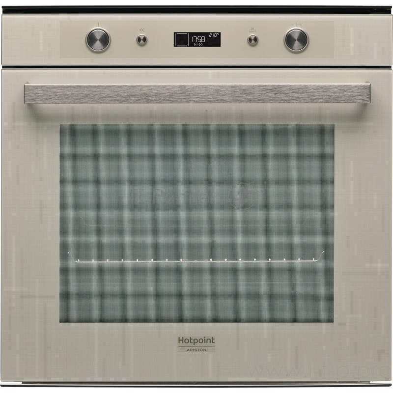 Встраиваемая электрическая духовка Hotpoint 59.5x59.5x56.4 см, 8 программ, 9 режимов, дисплей, телескопические направляющие на одном уровне, очистка паром, откидной гриль, 73л, песочный