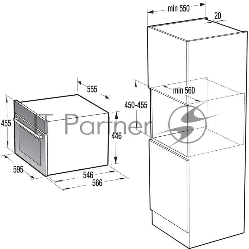Встраиваемая электрическая духовка GORENJE 45.5 х 59.5 x 54.6 см, конвекция, гриль, дисплей, электронное управление, функция СВЧ, таймер, черный