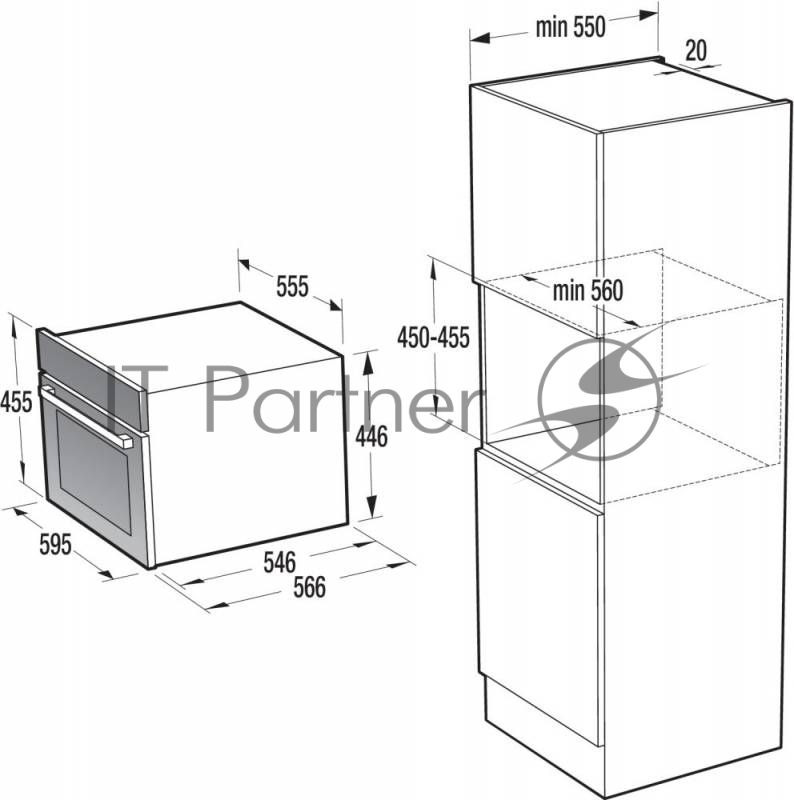 Встраиваемая электрическая духовка GORENJE 45.5 х 59.5 x 54.6 см, конвекция, гриль, дисплей, электронное управление, функция СВЧ, таймер, черный