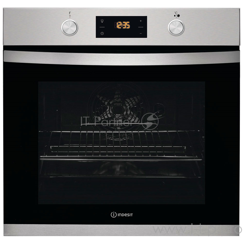 Встраиваемая электрическая духовка INDESIT IFW 3544 JH IX / 59.5х59.5x55.1 см, 71 л, гриль, 8 режимов электронно-механическое управление дисплей с элементами сенсорного управления утапливаемые переключатели Push-Push, нержавеющая сталь