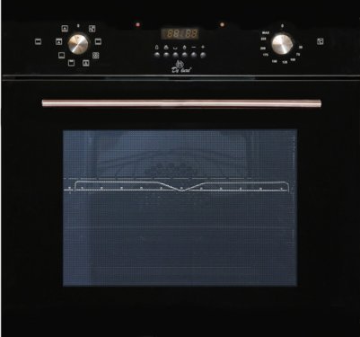 Духовой шкаф Электрический Electronicsdeluxe 6009.02эшв-039 стеклянный фасад черного цвета, механический таймер с отключением, конвекция, гриль, 6 режимов работы, автомат.охлаждение корпуса, подсветка, объем 52 л