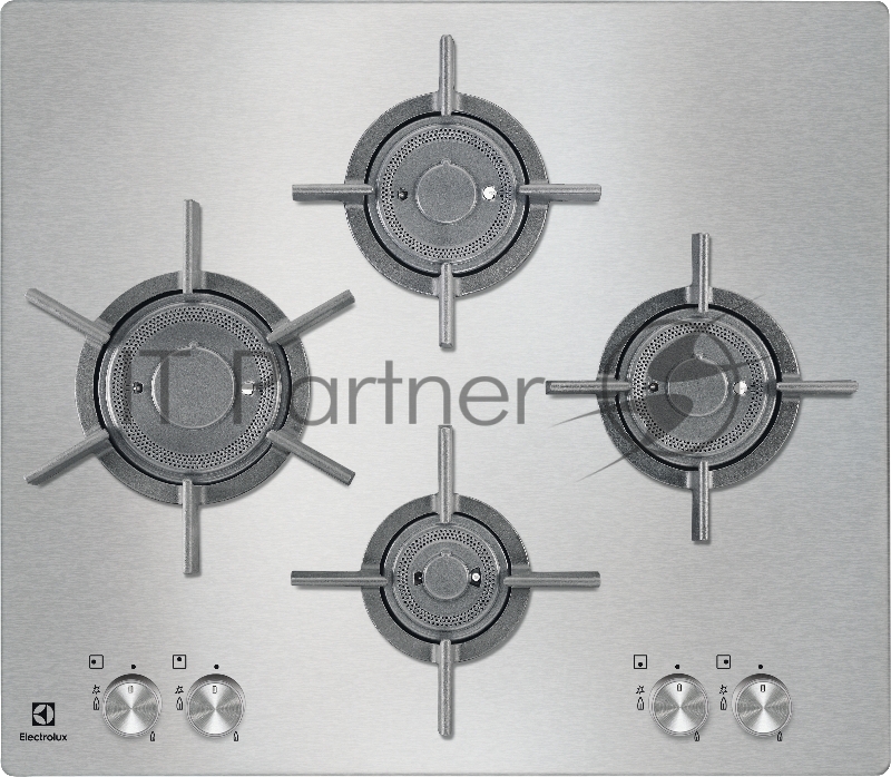 Встраиваемые газовые панели ELECTROLUX Встраиваемые газовые панели ELECTROLUX/ 59.5x52.5, газовая, нерж. сталь, независимая, газ-контроль, электроподжиг, серебристая