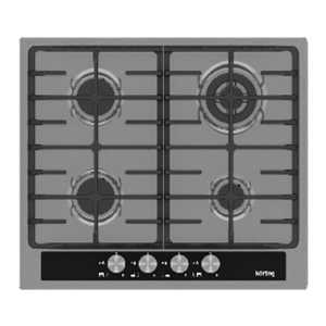 Встраиваемые газовые панели Korting Crystal, 60x51 см, газовая, независимая, электроподжиг, газ-контроль, чугунные решетки, в комплекте - подставка WOK и адаптер для кофейника, нержавеющая сталь+стекло Crystal