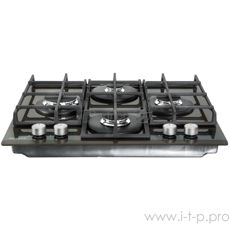 Встраиваемая газовая панель Hotpoint 4.1x59x51 см, Газ на стекле, 4 конфорки газ-контроль, автоподжиг, чугунные решетки, кофе