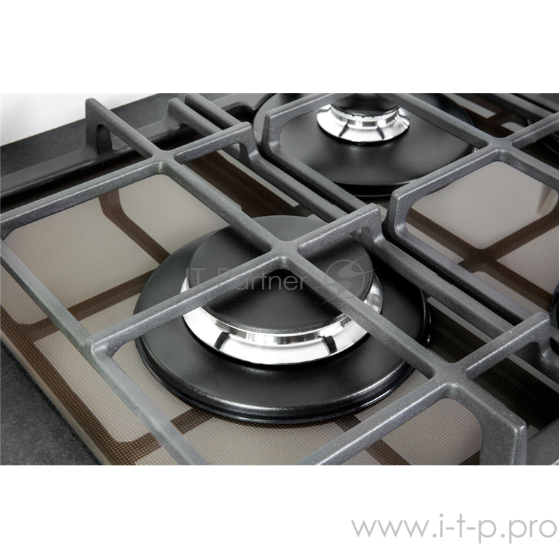 Встраиваемая газовая панель Hotpoint 4.1x59x51 см, Газ на стекле, 4 конфорки газ-контроль, автоподжиг, чугунные решетки, кофе