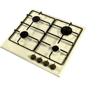 Встраиваемые газовые панели 60 см, газовая, независимая, автоподжиг, жиклёры для баллонного газа, бежевый, рустик